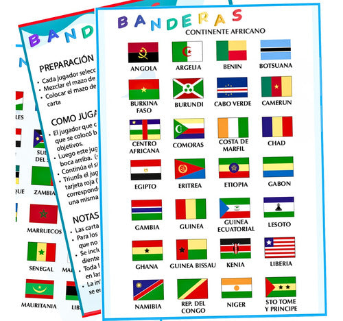 Pajaro Carpintero Juego Tarjetas Banderas Del Mundo Continente Africa Niños 1