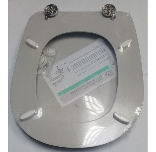 Derpla Adriática Gray MDF Toilet Seat with Chrome Hinges 5