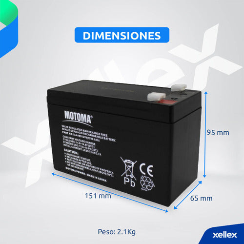 Combo Bateria 12v 9ah Motoma + Cargador Automatico 12v 1.4a 1