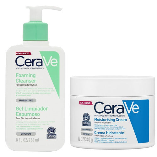 Cerave Combo Crema Hidratante Y Gel Limpiador 0