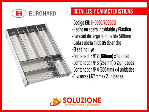 Euro Hard Cubiertero Acero Inoxidable 363 X 473 Nuevo 2