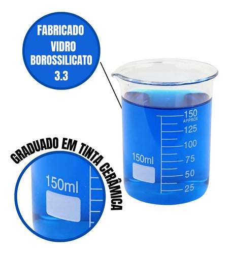 Combo Com 5 Copo Bequer Vidro Boro 3.3 Graduado 150ml Oferta 2