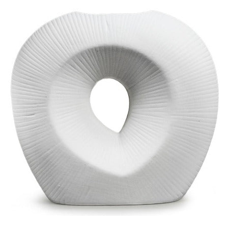 Acra Ceramic Oval Relief Vase in Matte White 2