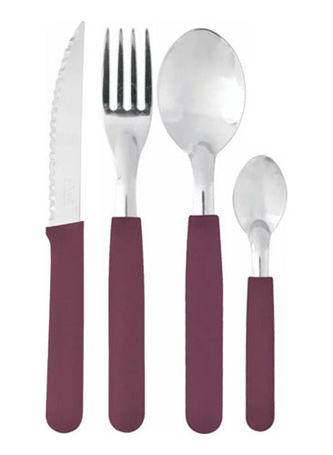 Set of 24 Carol Fusion Cutlery Pieces with Airtight Glass Jar - Burgundy 1