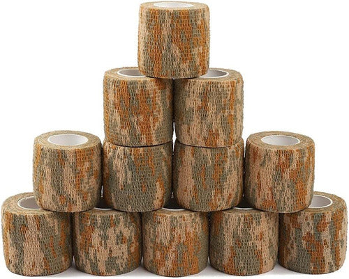 12 Rolls Self-Adhesive Camouflage Tape - Beige 0