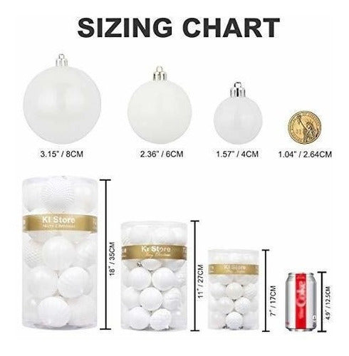 KI Store Set of 34 Christmas Balls - White 5