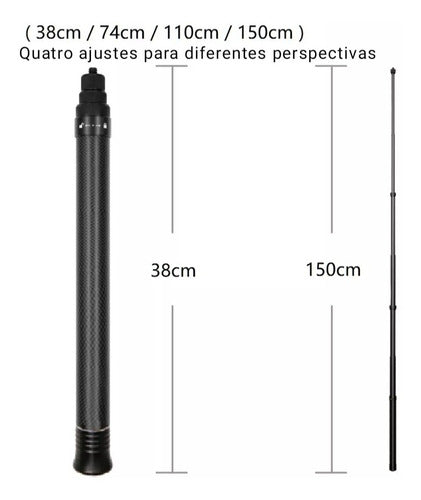 Selfie Stick Bastão Invisível 1,5m - Insta360 One X2 X3 Rs 1