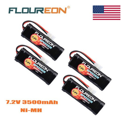 FLOUREON 4 X 7.2V 3500mAh Ni-MH Rechargeable with Tamiya Female Plug 1