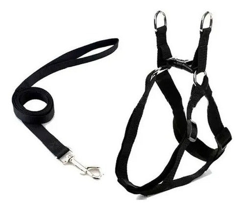 Adjustable Reinforced Black Pet Harness + Leash Set 0
