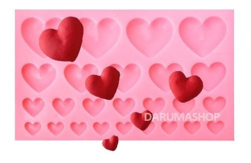 DARUMASHOP Silicone Mold 25 Hearts Various Sizes 0