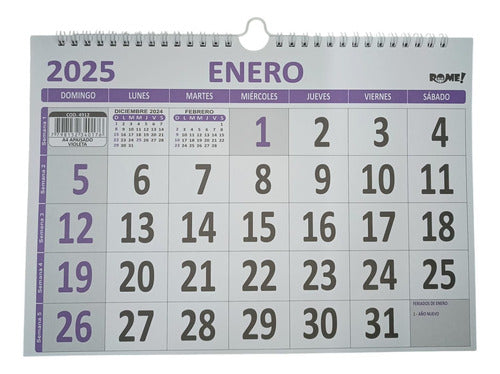 Rome 4912 A4 Large Numbers Wall Calendar 2025 0