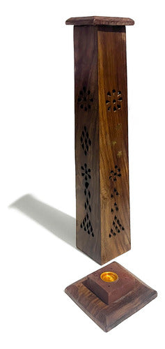 CM Incense Holder Tower Indian Wood 36 cm x 8 cm 0