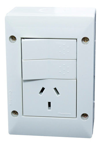 Cambre IP40 White Surface Box 2 Points + Assembled Socket Siglo XXI 0