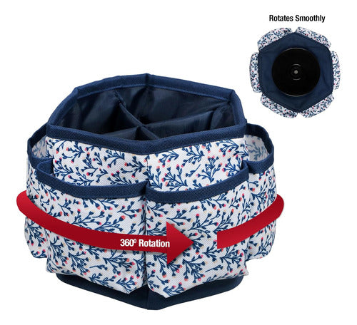 Organizador De Costura Spinner De Escritorio Navy Floral 1