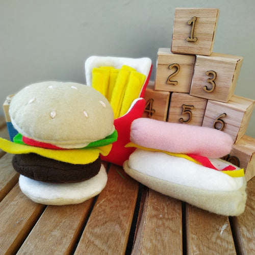 Las Atitas Fabric Food Toy Set: Hamburger, Hotdog, and French Fries 1