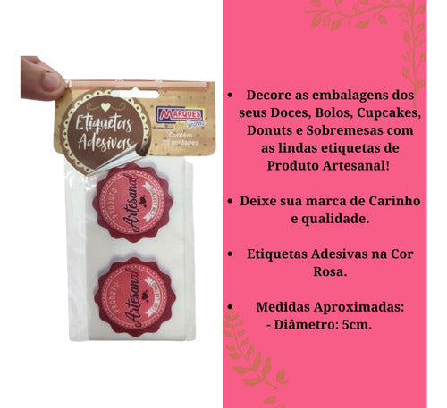 Kit 100 Etiquetas Produto Artesanal Com Carinho 1