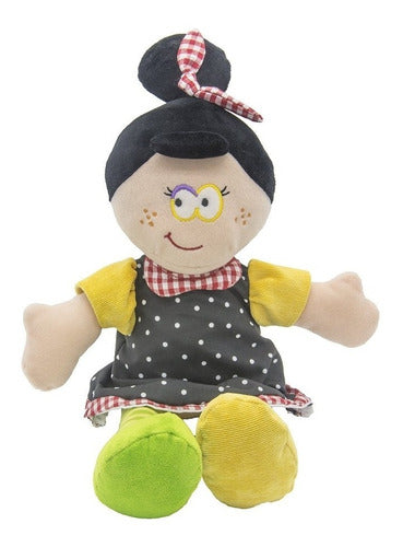 Muñeca 40cm Morocha Rodete Bebé Juguete Peluche Funny Land 0