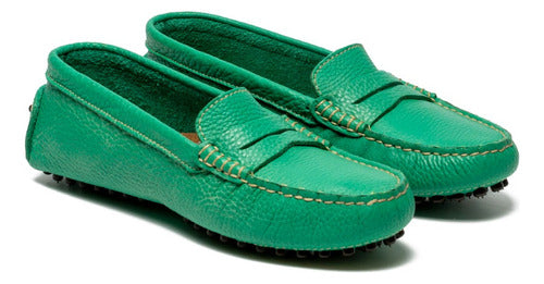 Women's Green Leather Driver Moccasin Shoe by Mc Shoes 417560 3 1