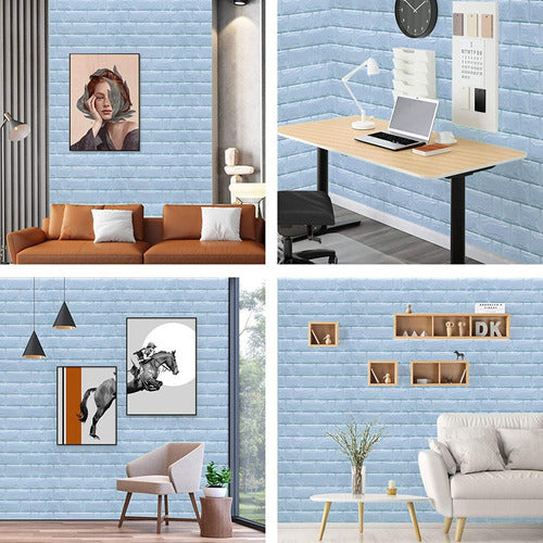 CPR 3D Adhesive Wall Panel Blue Brick Pack of 15 1