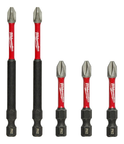 Milwaukee 5 Puntas Ph2 Alto Impacto Imantadas 2x9 + 3x5cm 0