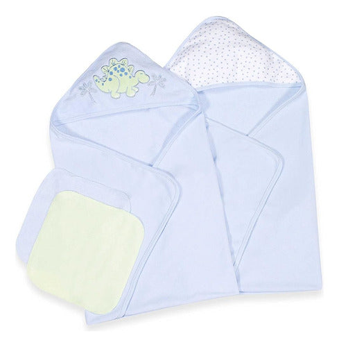 Spasilk Toalla De Baño Hooded Terry Con Toallitas, Dino Blue 0