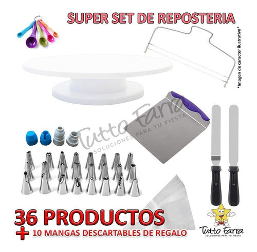 Set Bandeja Giratoria Espatula Cortador Manga Picos + Regalo 1