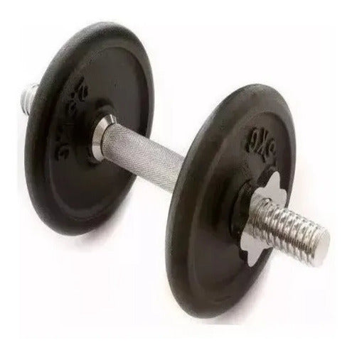 Full Fitness Chrome Threaded Dumbbell 30mm + 2 Cast Iron 10kg Discs 0