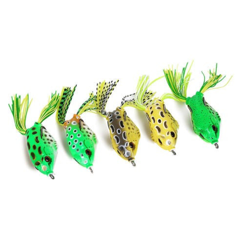 5pcs Soft Fishing Lures Frog Great Topwater Crankbait Hooks 3