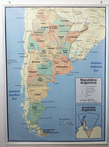 Colores Australes Beautiful Political Map of Argentina Ready to Hang 75x120 0