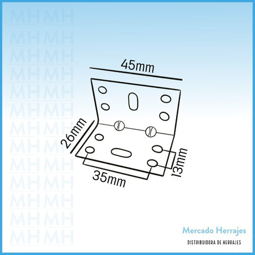 Escuadra De Union 45x26 Zincada X 40 Unidades 1