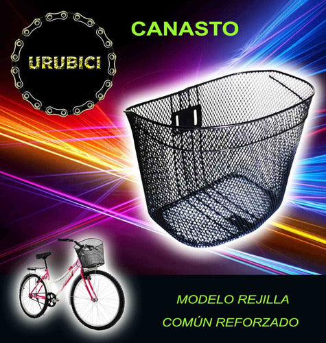 Canasto Para Bicicleta Grande Color Negro Con Varilla - 2