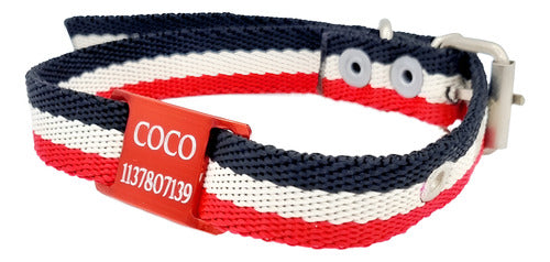 Medallas Para Perros Chapitas Pasador Rojo + Collare Tricolor 2cm Ancho 0