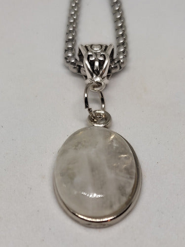 Moonstone Pendant with Surgical Steel Chain 0