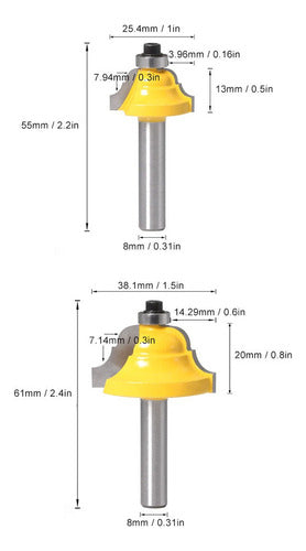 Quadro De Fresa Para Carpintaria Com Haste 2 Peças 8mm 1