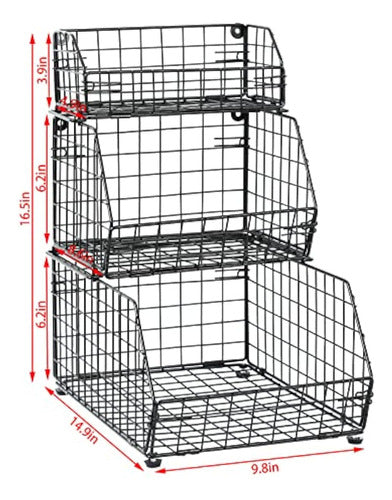 Yuzehuaza Cesta De Frutas E Vegetais De 3 Camadas, 4