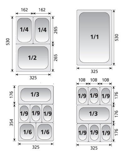 Fuentón Bandeja Gastronómica Gn 1/3 X 12,5 Cm Ac.inox. 18/08 2