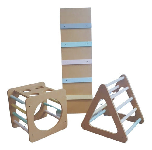 Montessori Sensory Plaza: Cube + Triangle + Slide Painted 0