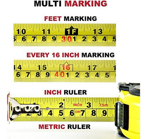 Kutir Measuring Tape Retractable with Magnetic Hook 25 Ft 6