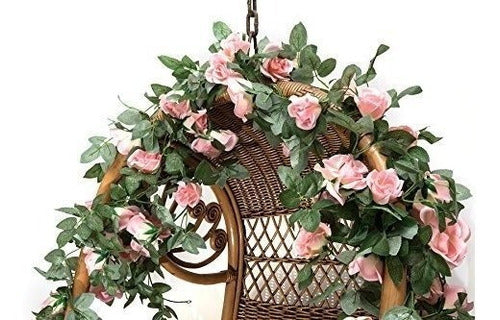 Jinway 2 Unids 16ft Falso Rose Vine Garland Flores Artificial 2