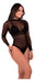 Black Long Sleeve Sheer Microtulle Bodysuit Top 0