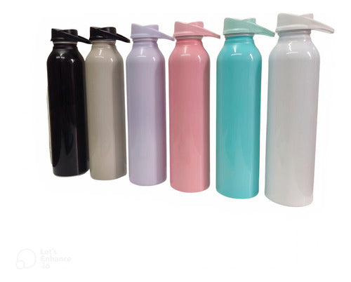 Sports Aluminum Water Bottle 500ml Screw Cap Pastel Colors 0