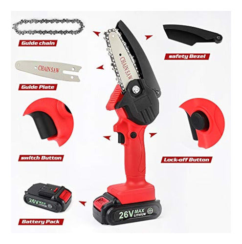 Wiscky Mini Electric Chainsaw - Wireless 4 Inch Battery-operated Saw 1