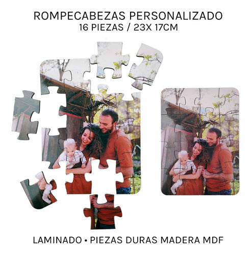 Custom 16-Piece Wooden Puzzle with Personalized Photos 1