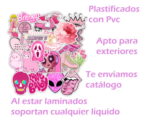 Stickers Rosa 30 Unidades 4x4 Cm Pvc Plastificados 1