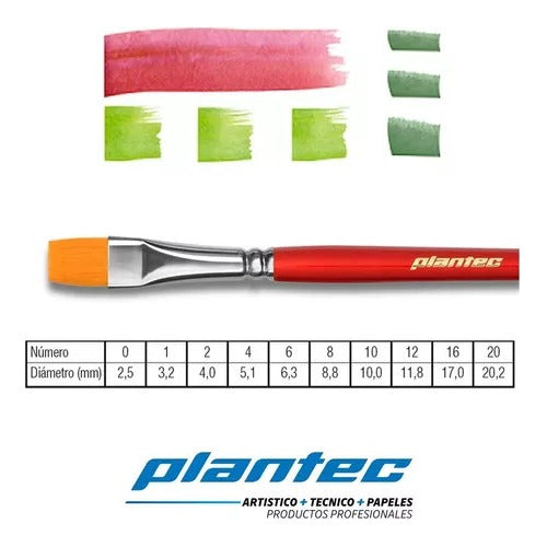 Pincel Chato Plantec Toray 8400 Fibra Sintetico Dorada N8 1