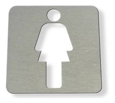 Amerzone Bathroom Sign Women 10x10cm Silver Acrylic Offer 1