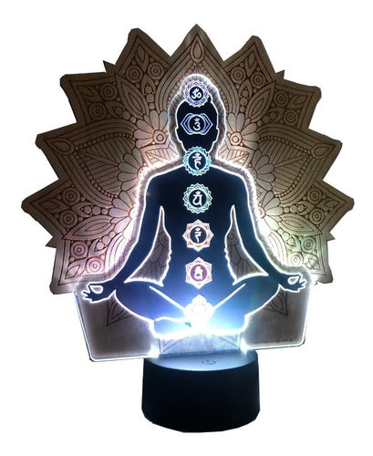 Laser Design: Human Body Meditation with Chakras and LED Base - Perfect Mother's Day Gift! 1