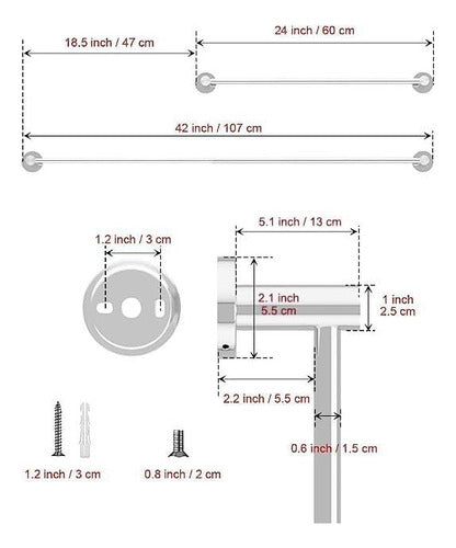 Toallero De Baño Individual Ajustable De 23,6 A 42 Pulgadas, 1