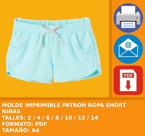 Molde Imprimible Patron Ropa Short Niñas Promo 2x1 1