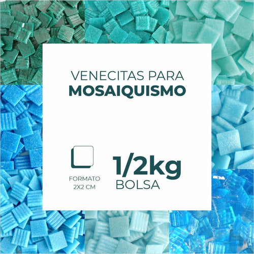 Moncalieri Venecitas Nacional Mosaiquismo Turquesa Vitrea V16 1/2 Kilo 2